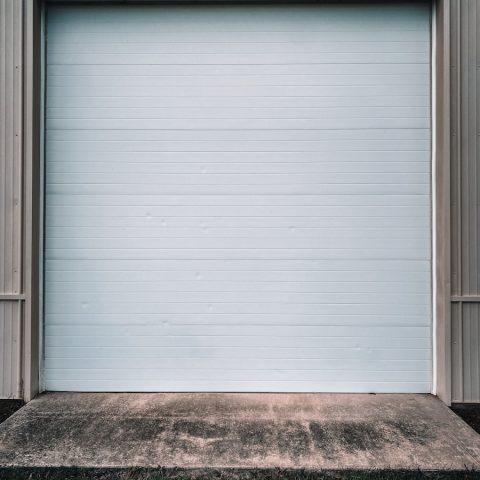 white roll up door closed