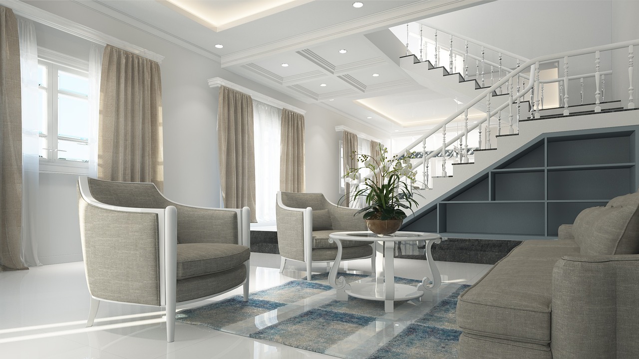 Witte radiator aan de muur van een woonkamer in een woonhuis